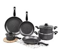 Batteria di pentole 9 pezzi antiaderenti grey cook in acciaio al carbonio Cucina