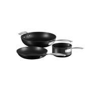 Le Creuset Set 3 pezzi casseruole e padella alluminio antiaderente, diameter 16, 24 x 26 cm, per per tutte le fonti di calore, induzione incluso, Nero, 51804000010002