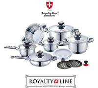 Batteria di Pentole Set Cucina 16Pz Professionale Royalty Line Swiss Inox 18/10