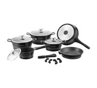 Batteria di pentole Set Pentole 14 pezzi Pietra Lavica Royalty line Nero