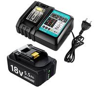 Batteria di ricambio 5,5 Ah 18 V per Makita 18 V con caricatore DC18RC 3 A con indicatore di carica per batteria Makita 14,4 V - 18 V