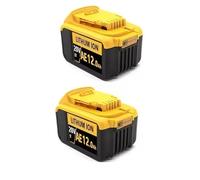 Batteria di ricambio al litio ad alta potenza da 12000 mAh for trapano elettrico e tosaerba DCB203 20V. Compatibile con Dewalt, utensile elettrico DCB206, DCB204.(12000mAh 2PCS)