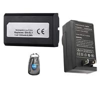 Batteria di ricambio digitale PLUS caricabatteria da viaggio per Nikon EN-EL1, Coolpix - Include custodia per accessori per lenti
