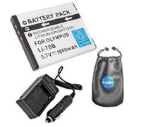 Batteria di ricambio digitale PLUS caricabatteria da viaggio per Olympus Li-70B, FE-4020 - Include custodia per accessori per lenti