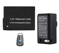 Batteria di ricambio digitale PLUS caricabatteria da viaggio per Panasonic BLC12 - Include adattatore e custodia per accessori per lenti