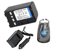 Batteria di ricambio digitale PLUS caricabatteria da viaggio per Panasonic CGR: V26S, V620 - Include custodia per accessori per lenti