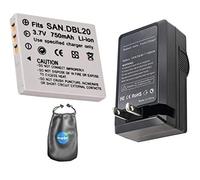 Batteria di ricambio digitale PLUS caricabatteria da viaggio per Sanyo DBL20 - Include adattatore e custodia per accessori per lenti