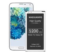 Batteria di ricambio per Galaxy S5, 5200 mAh, per Samsung Galaxy S5/S5 Active, G900A AT&T, SM-G900V, G900F, G900H, G900R4, I9600, EB-BG900BBE, EB-BG903BBE