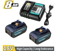 Batteria di ricambio per Makita 2x batteria 18V 8.0Ah per radio da cantiere DMR108 DMR110 DMR107 DMR112 con LED batteria per utensile BL1860B BL1860 BL1830 BL1815 BL1860B BL1835 BL1845 BL1850 194205-3