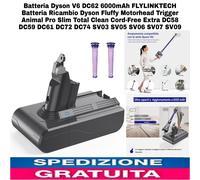 Batteria Dyson V6 DC62 6000mAh FLYLINKTECH Batteria Ricambio Dyson Flu