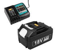 Batteria e caricabatterie da 18 V per Makita LXT ASUNCELL 18 V 5,0Ah DC18RC, compatibile con tutte le batterie agli ioni di litio Makita 14,4 V-18 V BL1815 BL1830 BL1850 BL1430 (spina UE)