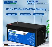 Batteria EASUN 200AH 100AH Lifepo4 12V 24V Confezioni Batteria solare al litio ferro fosfato Ricaricabile BMS Grado A 6000+ Ciclo