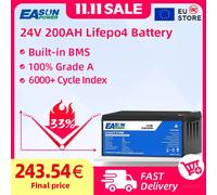 Batteria EASUN LiFePo4 100AH 200AH 100% Utilizza celle EVE/grande energia di grado A Batteria solare 12V 24V Nessuna TVA