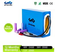 Batteria Ebike 36V 20AH PVC impermeabile 72V 20AH 60V 52V per scooter elettrico moto 1800W 1500W 1000W 2000W 2500W 3000W