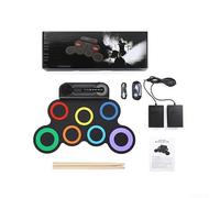 Batteria elettrica portatile con altoparlante e pedali integrati, cuscinetti per batteria in silicone che forniscono un gioco reattivo e un facile trasporto per la pratica (colorata)