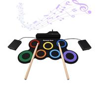 Batteria elettrica Set Pad Portatile Kit 7 Pad con Jack Cuffie Pedali Bacchette Vacanza Compleanno Strumenti Musicali Pratica