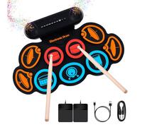Batteria elettronica, 9 pad per batteria elettrica con jack per cuffie e altoparlante incorporato per 10 ore di riproduzione con pedali per bacchette, regalo di compleanno per adulti (Colore)