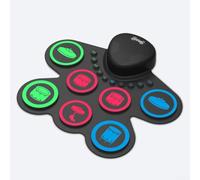 Batteria elettronica per bambini, con altoparlante integrato, ingresso MP3 per supporto MIDI, 7 toni di batteria, 10 ritmi, registrazione metronomo, batteria arrotolabile portatile