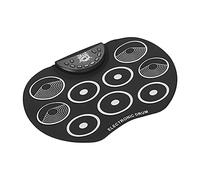 Batteria elettronica portatile arrotolabile con 9 cuscinetti in silicone, alimentazione a batteria USB, incluse bacchette, pedali per bambini