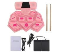 BATTERIA ELETTRONICA ROLLING DRAME SET ULTRA SOTTILE 9 PAD DOPPI ALTOPARLANTI SUPPORTA BT MIDI 8 STILI DI BATTERIA 6 RITMI 10 BRANI DIMOSTRATIVI KIT DI DRUM IN SILICONE CON (Pink)
