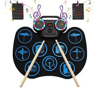 Batteria Elettronica, Uverbon Drum Pad Portatile Roll-Up Kit Batteria Elettronica Altoparlanti Stereo Doppi Integrati Bluetooth Wireless Drum Pad per Bambini Principianti