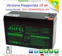 Batteria Ermetica Ricaricabile al Piombo 12V Volt 10Ah con connettore Faston 6,3