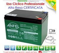 BATTERIA ERMETICA RICARICABILE PIOMBO 12V 12Ah VEICOLI ELETTRICI CICLICA FASTON