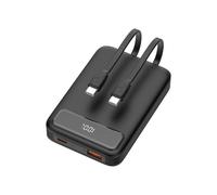 Batteria esterna 10000 mAh nera - Deltaco - Cavo USB Type C incluso - Li-polimero - Indicatori LED