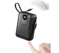 Batteria esterna 20000mAh con cavo integrato: 35W Power Bank a Ricarica Rapida per Cellulare, Batteria USB C (Input & Output), Caricatore Portatile con 4 Uscite e 2 ingressi