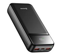 Swissten Batteria Esterna 20000mAh con USB-C e 2 USB Schermo LED Compatta, Nero