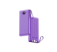 Batteria esterna 20000mAh Power Bank USB C 20W con cavi e display LED batteria portatile 4 uscite compatibile con iPhone, Huawei, Samsung Telefono Tablet (viola)