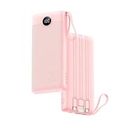 Batteria esterna 20000mAh Power Bank USB C 20W con cavi e display LED Batteria portatile 4 uscite Compatibile con iPhone, Huawei, Samsung Telefono Tablet (Rosa)