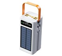 Batteria esterna a energia solare, 120 W, 50000 mAh, con cavi integrati luminosi, 4 uscite e 3 ingressi, per campeggio, escursionismo, zaino in spalla