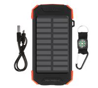 Batteria Esterna Solare 10000mAh Antiurto IPX4 Lampada Torcia Akashi Nero