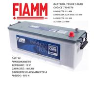 Batteria FIAMM Camion 140Ah 950A EN 12V - Modello A140 EHD