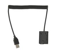 Batteria Fittizia con Porta USB per Decodificatore Completo in Plastica Nera con Cavo a Molla per Fotocamera Digitale