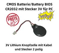 Batteria G07M CMOS 3V CR2032 Con Cavo A 2 Poli Per BIOS PC/Laptop