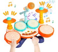 Batteria Giocattolo Luminoso e Microfono per Bambini Tamburo Musicale Idea Regal