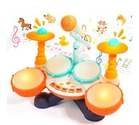 Batteria Giochi Bambini 2 Anno- Tamburo Bambino Giocattoli Bambina 2 Anno Strumenti Musicali Bambini Gioco di Tamburi a Volume Regolabile Montessori Interattivi Pasqua Regali Bambina 2 Anno