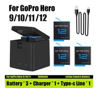 Batteria Gopro Hero 12 11 10 9 3 Batterie go pro + caricatore in omaggio