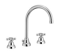 Batteria lavabo bocca girevole con scarico canna a fontana marea cromo