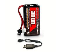 Batteria Li-Ion 3000 mAh 7.4V 15C Connettore 2Pin Nero Con Caricabatteria USB