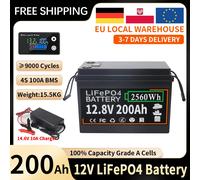 Batteria LiFePo4 12V 200AH 150AH 120AH Celle al litio ferro fosfato BMS integrate Confezione 9000 cicli per camper camper Carrello da golf solare