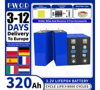 Batteria LiFePO4 PWOD da 320Ah 3.2V Grado A, celle ricaricabili prismatiche al litio ferro fosfato da 12V 24V 48V per camper e campeggio - Disponibilità EU