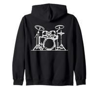 Batteria Line Art Musicista Felpa con Cappuccio