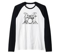 Batteria Line Art Musicista Maglia con Maniche Raglan