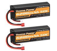 Batteria Lipo 2S 6200mAh 7.4V RC Lipo batterie 50C custodia rigida con spina Deans T compatibile con Axial Team Associated 1/81/10 RC veicoli auto camion Buggy Truggy Aereo Drone (2 confezioni)