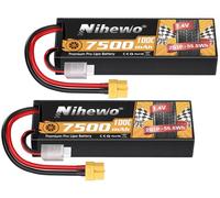 Batteria LiPo 2S 7.4V 7500mAh 100C custodia rigida XT60 per auto RC 2pz | Nihewo Batteria RC 2S 7.4V 7500mAh 100C custodia rigida XT60 per 1/8 1/10 RC auto camion truggy veicoli tank barca aerei