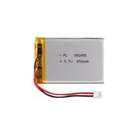 Batteria Lipo 3.7V, 650mAh 383450 agli ioni di litio con connessione 2P-PH con passo 2,0 mm
