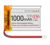Batteria Lipo da 3,7 V, 1000 mAh, 803040, ricaricabile ai polimeri di litio con